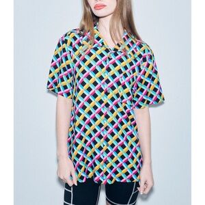 Fashion Brand Company Colorful Geometric Button Down Shirt